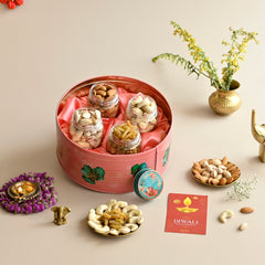 Floral Diwali Dry Fruit Gift Tin