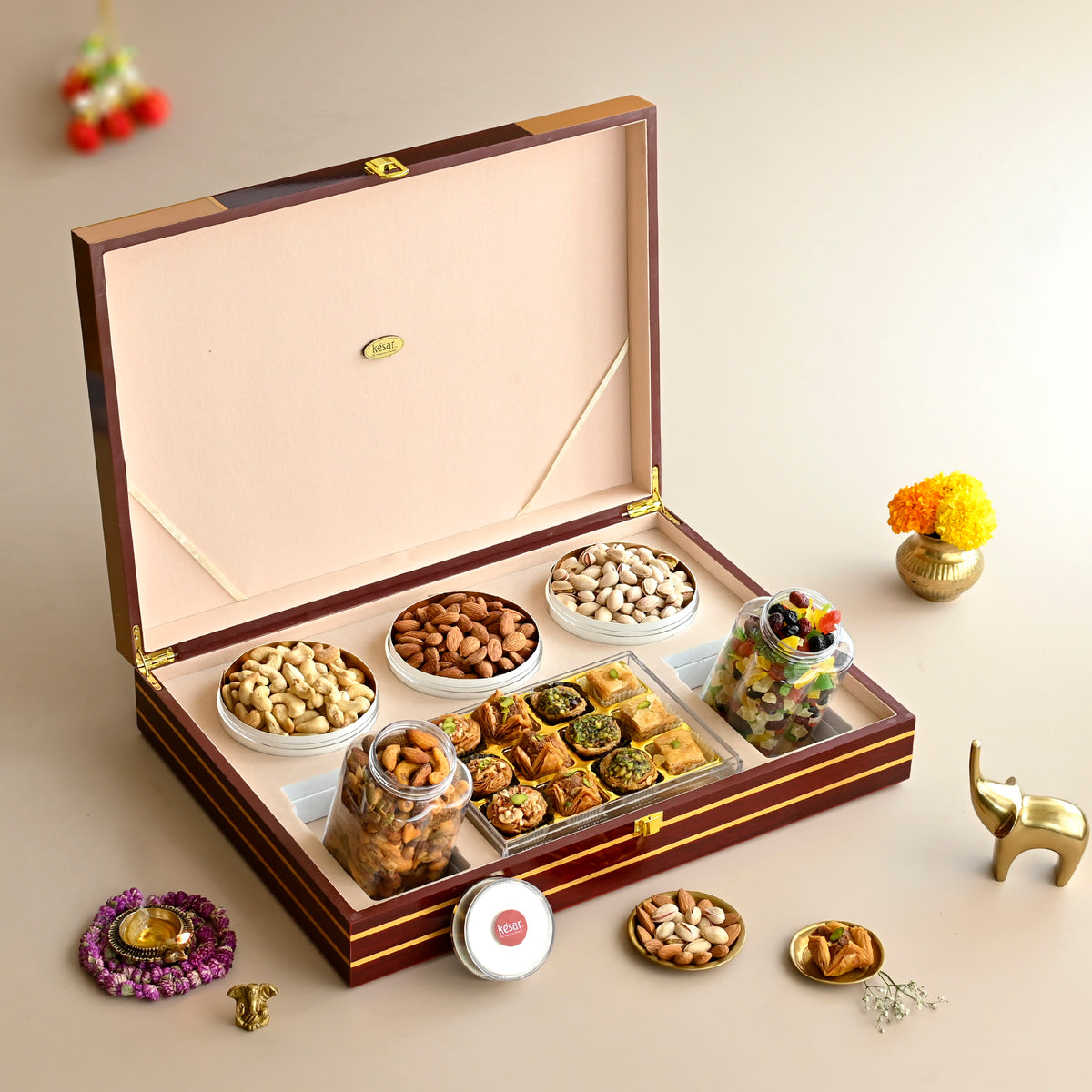 Royal Baklava & Dry Fruit Diwali Gift Box in Lacquer Wood