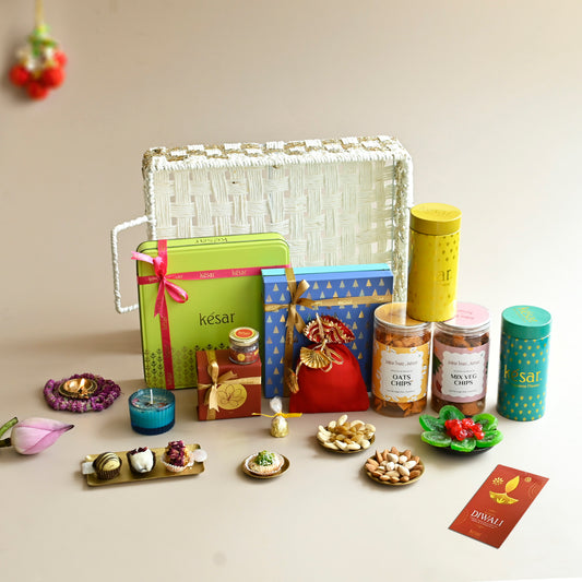 Kesar Mega Diwali Gift Hamper in Jute Basket