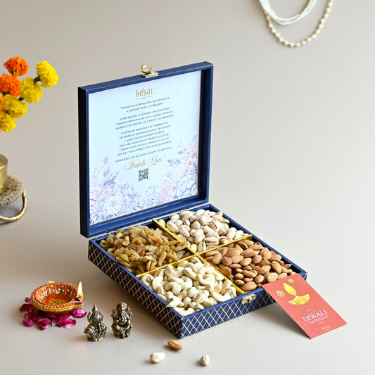 Corporate Diwali Blue Dryfruit Gift Box