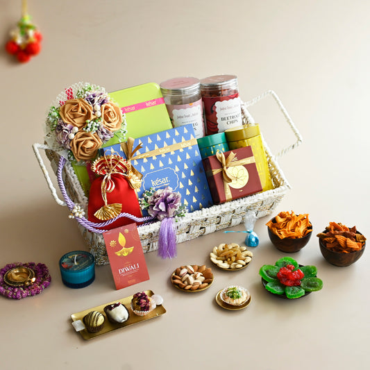 Kesar Mega Diwali Gift Hamper in Jute Basket