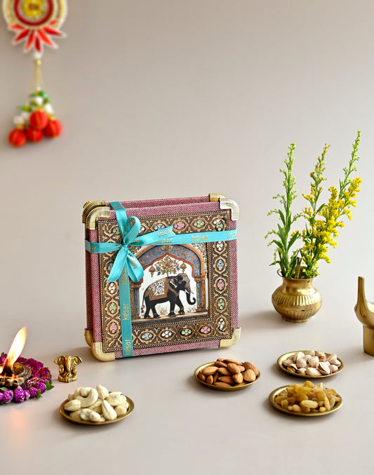 Kesar Special Baby Elephant Diwali Dry Fruit Gift Box