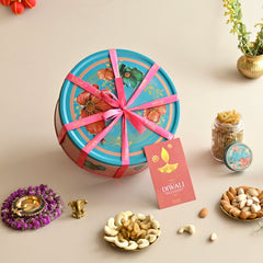 Floral Diwali Dry Fruit Gift Tin