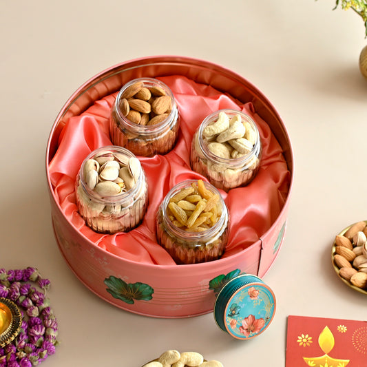 Floral Diwali Dry Fruit Gift Tin