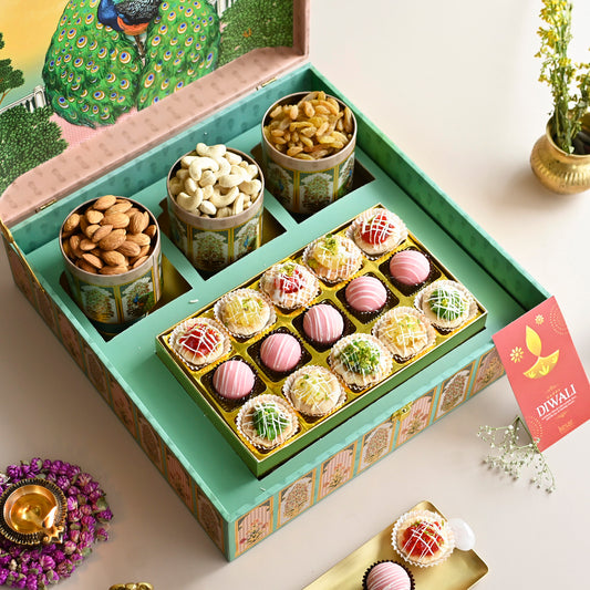 Peacock Paradise Diwali Mithai & Dry Fruit Box