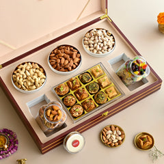 Royal Baklava & Dry Fruit Diwali Gift Box in Lacquer Wood