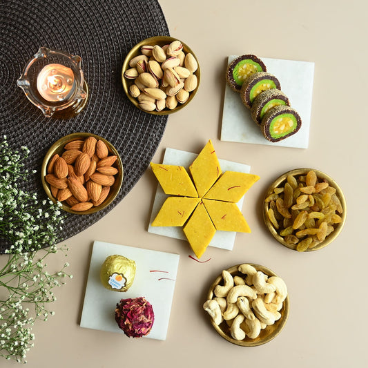 ⁠Traditional Nathdawara Pichwai Mithai and dryfruit Gift Box