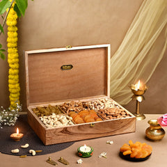 ⁠Classic Mewar Mango Wood Dryfruit Gift box