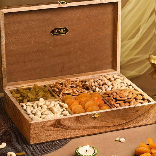 ⁠Classic Mewar Mango Wood Dryfruit Gift box