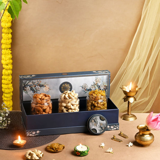 ⁠Stylish Ash grey Dryfruit gift box
