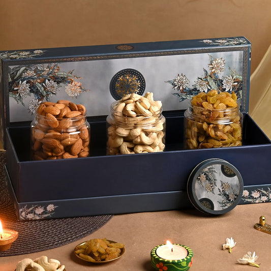 ⁠Stylish Ash grey Dryfruit gift box