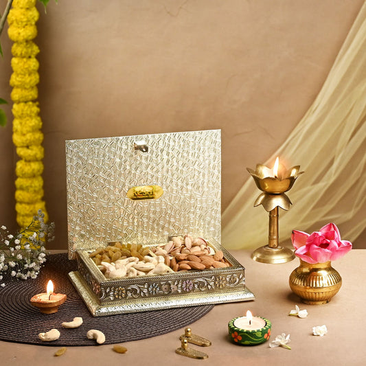 ⁠Minakari Golden Flower Dryfruit gift box