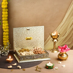 ⁠Minakari Golden Flower Dryfruit gift box