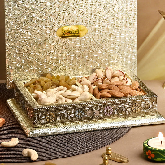⁠Minakari Golden Flower Dryfruit gift box