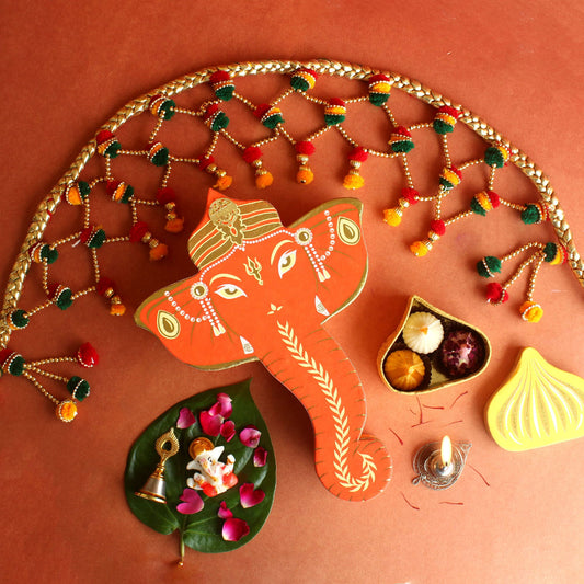 Ganesha Box with Handmade Toran and Assorted Modak