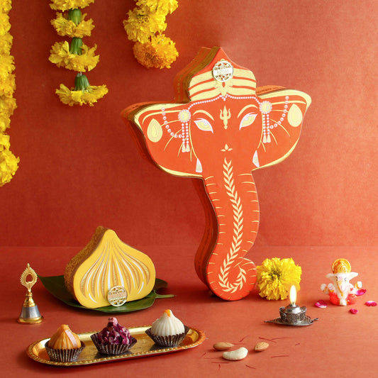 Ganesha Box with Handmade Toran and Assorted Modak