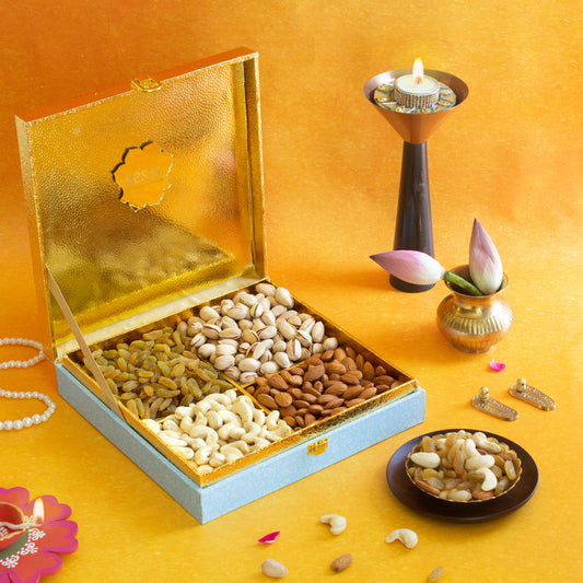 All seasons Floral Dry fruit Gift Box 