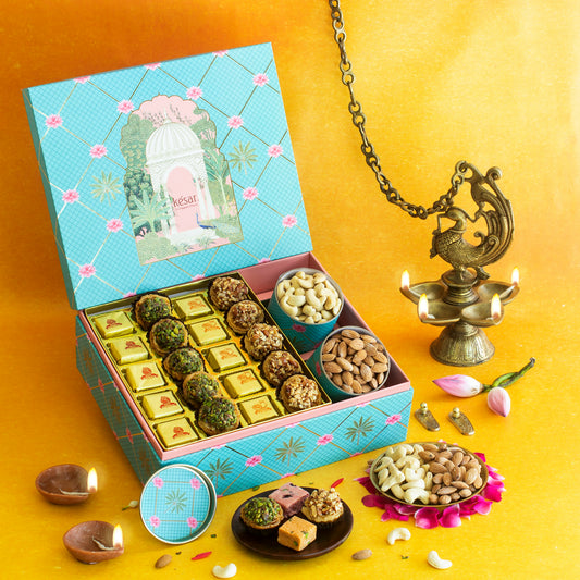 Elegant Pink & Blue Jharokha Box 