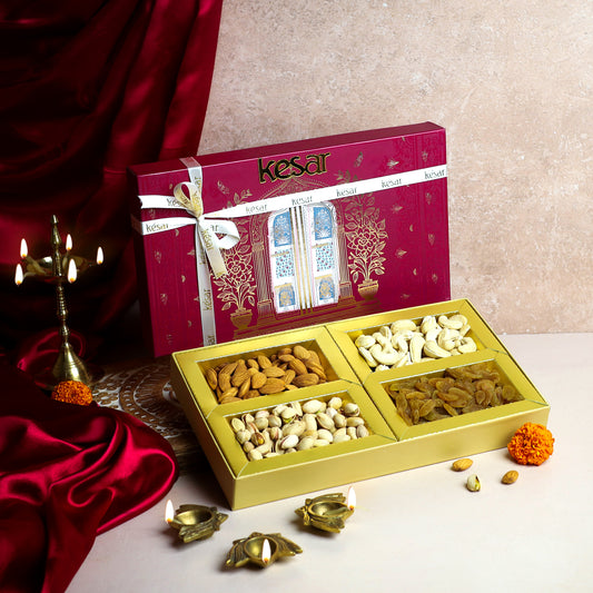 Red Jharokha Dryfruit Box