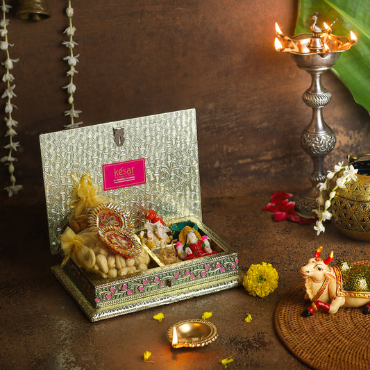 Dancing Peacock Metal Dryfruit Gift Box