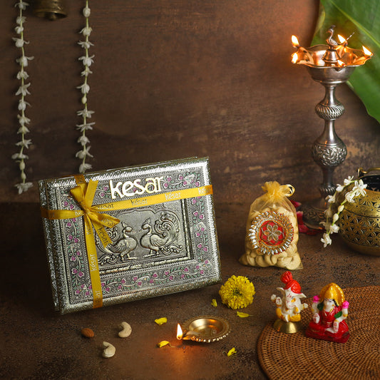 Dancing Peacock Metal Dryfruit Gift Box