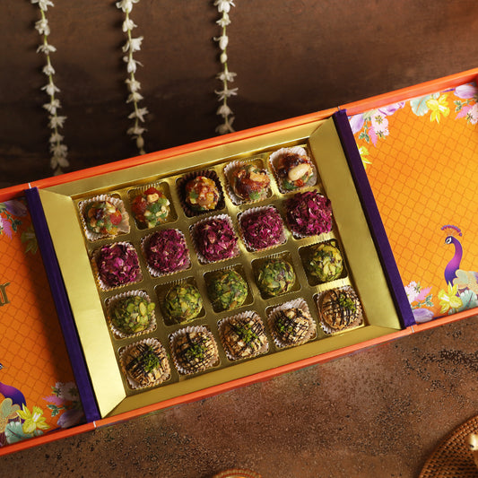 Orange Peacock Gourmet Laddoo Box