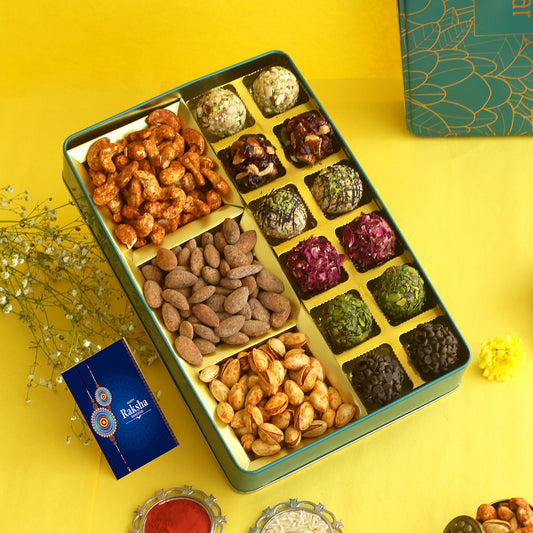 EVERGREEN MITHAI AND DRYFRUIT RAKHI GIFT BOX