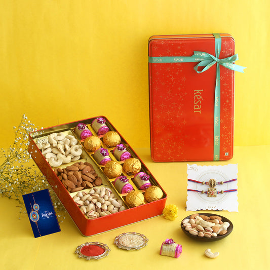 ⁠CLASSIC MITHAI & CHOCOLATE RAKHI GIFT BOX