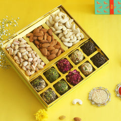 ⁠THE HAPPINESS GOURMET LADOO AND DRYFRUIT RAKHI GIFT BOX