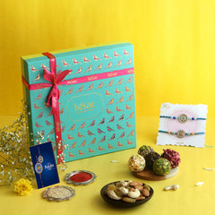⁠THE HAPPINESS GOURMET LADOO AND DRYFRUIT RAKHI GIFT BOX