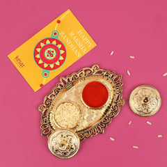 All-in-One Gourmet Luxury Hamper in a Jute Basket with Bhaiya Bhabhi Rakhi Set