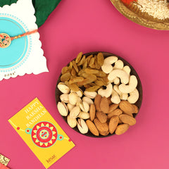 All-in-One Gourmet Luxury Hamper in a Jute Basket with Bhaiya Bhabhi Rakhi Set