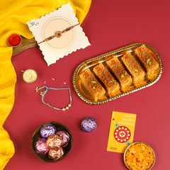 Handmade Chocolate with Alwar Milk Cake Rakhi Hamper