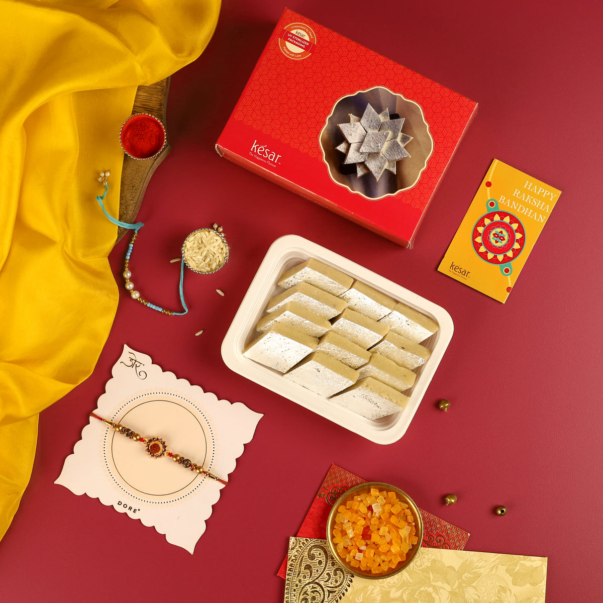 Kaju Katli Delight Box with Rakhi