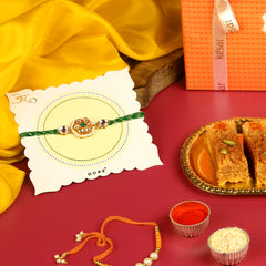 Milk Cake Alwar Mawa with Kundan Rakhi Set