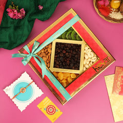 Meraaki Special Fruit and Nut Gift box with Flower Rahi