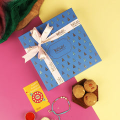 Panjeeri Badam Laddoo in a Festive Box with Flower Rakhi