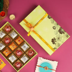 Handmade Chocolates with Pearl Bracelet and Flower Rakhi