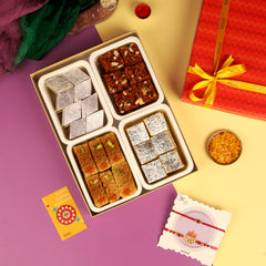 Indian Classic Mithai Box with 2 Rakhis