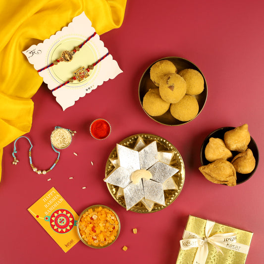 Mithai Namkeen Combo with 2 Rakhis