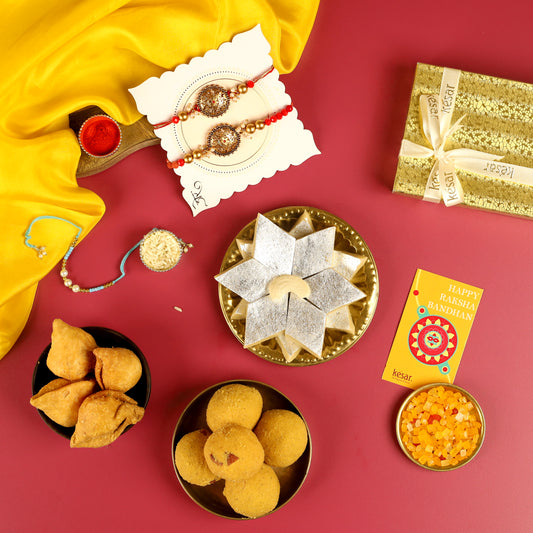 Mithai Namkeen Combo with Bhaiya Bhabhi Rakhi Set