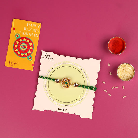 Moong Dal Barfi with Kundan Rakhi Set