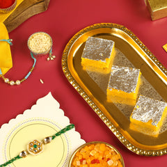 Moong Dal Barfi with Kundan Rakhi Set