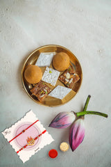 Desi Indian Mithai Box with 2 Rakhis