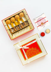 Desi Indian Mithai Box with 2 Rakhis