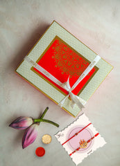Desi Indian Mithai Box with 2 Rakhis