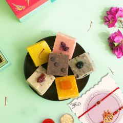 Assorted Cashew Fudge Gift Box With 2 Rakhis