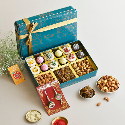 Luxury Mithai and Dry Fruit Rakhi Gift Box
