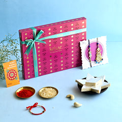 Shahi Kaju Katli Gift Box With Bhaiya Bhabhi Rakhi