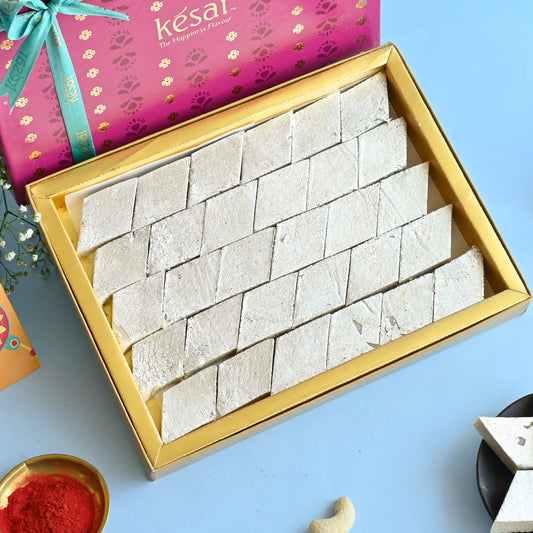 Shahi Kaju Katli Gift Box With Bhaiya Bhabhi Rakhi